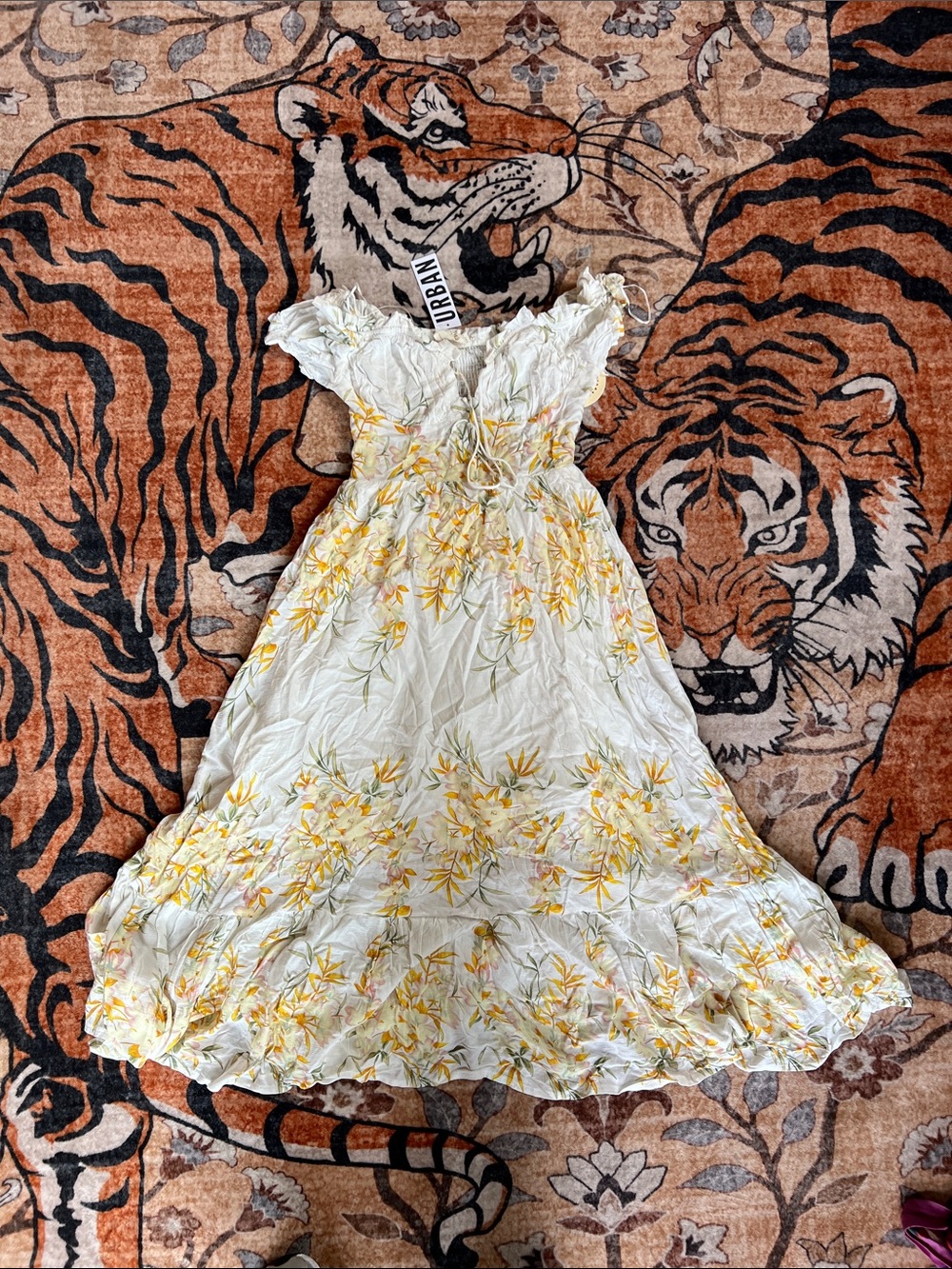 Urban Outfitters White & Yellow Floral Maxi Dress